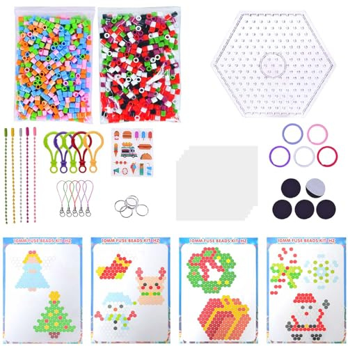 sinirttou Kit de Cuentas para Planchar, 1000 Piezas Beads con Papel de Planchar y Tableros, Creativas Y Manualidades Perlas de Fusión para Niños Creativos