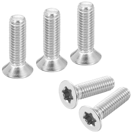 QUARKZMAN Torx Senkkopfschrauben M6-1x22mm Flachkopf Silber, 10 Stück | Diebstahlschutz Maschinenschrauben 304 Edelstahl Antrieb Senkkopf Vollgewinde