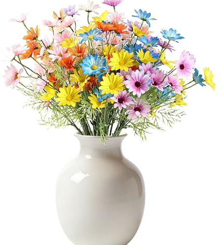 maifey 12 PCS Flores Artificiales Decoracion Margaritas de Seda, 19.7in Tallo Largo Flores Artificiales Realistas, Retencion del para Centro de Mesa, Boda, Fiesta, Decoracion Hogar, Colorido