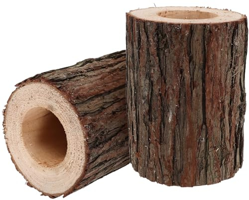 KONTONTY 2 Pezzi Vaso Pianta Tronco Albero in Rivestimento Naturale con Drenaggio Fioriera Rustica in Legno di Conifera per Succulente Erbe Aromatiche e Piante da Interno Design Unico e