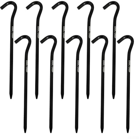Yuanpgky Zeltheringe aus Aluminium mit Haken, sechseckige Stangenpfähle für Campingzelt, Markise, 18 cm, leichte Metalllegierungsheringe für Outdoor-Zelte, Vordächer, 10-teiliges Set