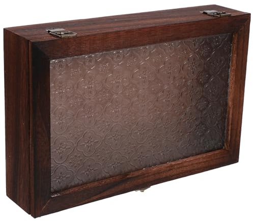 SHINEOFI Joyero de Madera con Flor de Manzano, Caja de Almacenamiento Grande con Cajón, Organizador de Té y Maquillaje Vintage con Tapa de Cristal para Decoración y Uso en Hogar