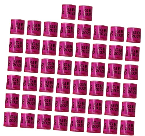 Aymzbd 50 Piezas Anillas para Palomas Anillos Identificadores para Patas de Pájaros Bandas Numeradas Material Aluminio Y Plástico Liviano Reutilizables Herra, Rosa