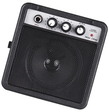 CHICIRIS Gitarrförstärkare Mini Gitarrförstärkare 5W Bärbar Högtalare med Volym Tone Overdrive 3,5 Mm och 6,35 Mm Hörlursutgång för Nybörjare Som Reser (Svart)