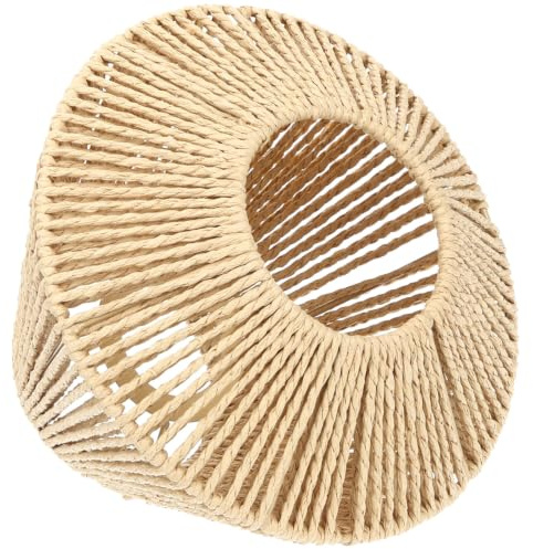 PRETYZOOM pantallas de lámparas de interior, pantalla de luz tejida en cuerda natural, forma de cesta, para iluminación ambiental en casas de té y espacios zen