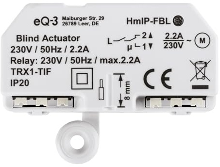 Actuador de persianas Homematic IP Smart Home - empotrado, control digital de 1 persiana o persiana exterior,control mediante aplicación,Alexa y Google Assistant,151398A0C HmIP-FBL