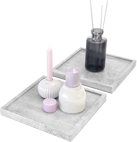 Vladon Dekoschale Maya, Made in Germany, moderne Dekorationsschale eckig, Beton Oxid-Optik, 2er-Set (20 x 1,8 x 20 cm)