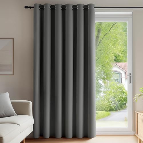 Deconovo Blickdichte Thermogardinen mit Ösen Verdunkelungsvorhänge Hellgrau | 1 Stück, H280 x B200 cm, Ösenvorhang, Blackout Curtain, Abdunkelnd, Kälteschutz, Sichtschutz für Wohnzimmer, Gardinen