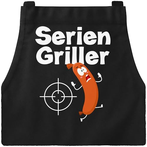 MoonWorks® Grill-Schürze für Männer mit Spruch Hier grillt der Chef persönlich Spruch Hipster Grillen Baumwoll-Schürze Küchenschürze