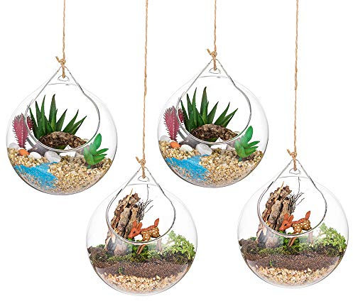 Terrarium en Verre Suspendu 4 Pièces Grande Ouverture Vase Plante Boules 10cm Fleur Vase Pot Boules De Verre Creativesverre la Conception de Bricolage de Jardin de Mariage à la Maison