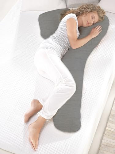 Theraline my7 Seitenschläferkissen mit Bezug, waschbar 60°C, Stillkissen & Lagerungskissen ergonomisch mit integriertem Kopfkissen, Kissen für Seitenschläfer mit wattiertem Bezug für mehr Komfort