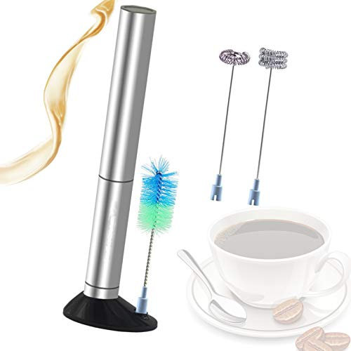Multifunzione Stainless Steel Montalatte Elettrico Professionale Portatile Montalatte Elettrico Con Molla Frullino, Spazzola Di Pulizia, Tubo Di Stoccaggio E Supporto Per Latte,Uova, Cappuccino, Caffè