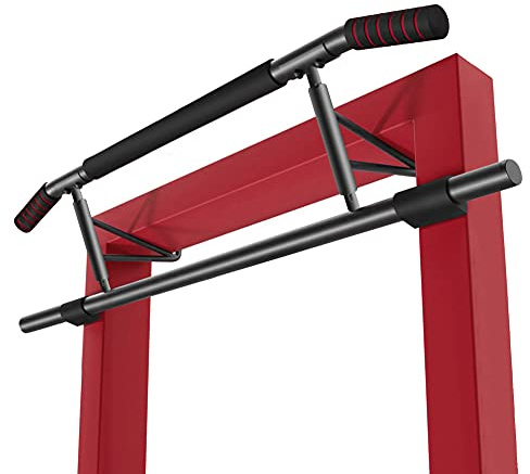 Pull-Up Bars,Portable Foldable Sit Up Bar Trainer Workout Bar Multi Home Gym Fitness Chin‑Up Bar No Screws Pull Up Bar Doorway with Curved Grip for Indoor Home Gym Exercise Load-Bearing 150kg Black