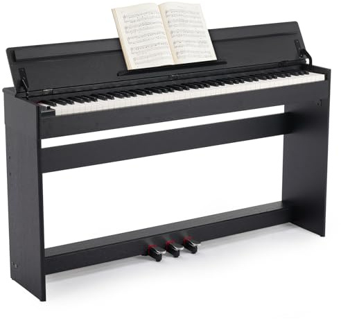 MUSTAR Digital Piano 88 Weighted Keys, Full Size 88 Key Piano Keyboard Semi Weighted, Home Electric Piano with Furniture Stand and Triple Pedal, Music Stand, USB MIDI, Black