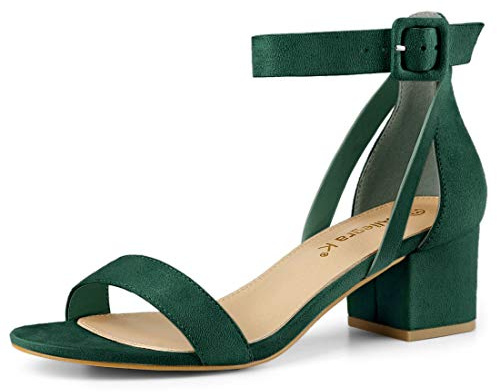 Allegra K Women's Ankle Strap Block Low Heel Sandals Green 5.5 UK/Label Size 7.5 US