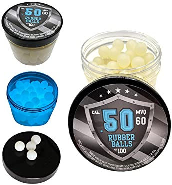 SSR 100 x Blue Night Vision Fluorescent Silicon Rubber Balls Paintballs Glowing in The Dark in 50 Cal. - Boules en Caoutchouc rougeoyantes en Bleu foncé