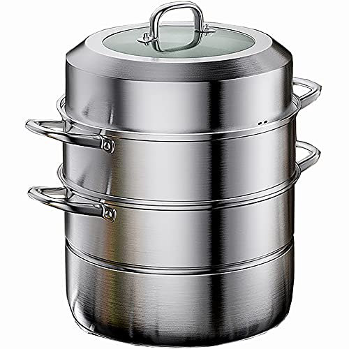 Vapor/olla de sopa 304 acero inoxidable espesado vaporizador de vaporizador de vapor de vaporero cocina industrial de inducción cocina de gas (Size : 32cm)