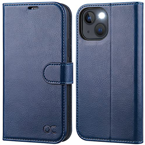 OCASE für iPhone 13 Hülle Handyhülle Premium PU Leder Blau | Kartenfach Magnetverschluss RFID Schutzhülle Klapphülle Handytasche Lederhülle Flip Case Cover Tasche Etui