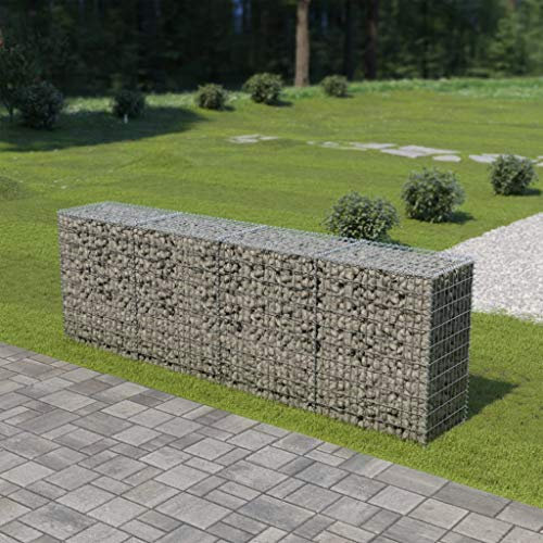 Gabionenwand, Verzinkter Stahl Korb 300×50×100 cm mit Abdeckung, Landschaftsgestaltung, Garten, Stützmauer für Wohn- und Gewerbegebiete