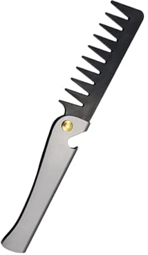 WHPromLang Pettine pieghevole da uomo con manico in acciaio inox, pettine pieghevole portatile per capelli pettine pieghevole per acconciature design per saloni di bellezza e uso domestico, nero
