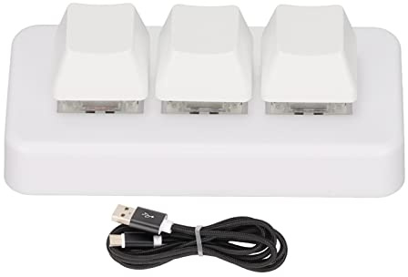 Elprico Programmierbare 3-Tasten-Tastatur, USB-Makro-Tastatur Ergonomische Mechanische -Gaming-Tastatur mit RGB-Hintergrundbeleuchtung für Computer(Weiß)