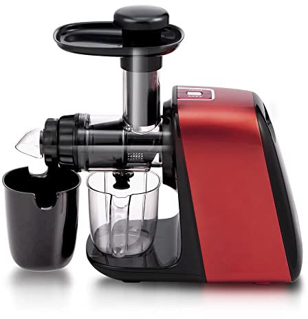 Horizontal Single Auger Slow Masticating Juicer Extractor Compact Cold Press Juicer Machine for High Nutrient Fruit and Veggies Juice High Yield Anti-Oxidation Quiet