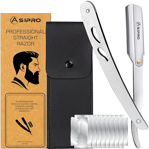 Rasoir à Barbe Homme avec (20 Demi Lames)10 Rasоir Lame Coupe Choux Professionnel et Étui de Protection Rаsoir Coupe Choux Barbe Manuel Rаsoir Barbier Professionnel Rasoir à Barbe Traditionnel