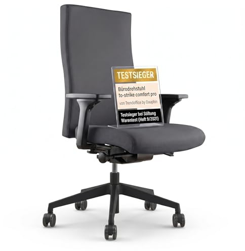 TREND OFFICE to-Strike Comfort pro sk 9248 Color, Stiftung Warentest Testsieger, ergonomischer Bürostuhl, modernes Design, Homeoffice, umweltzertifiziert, by Dauphin (Grau)