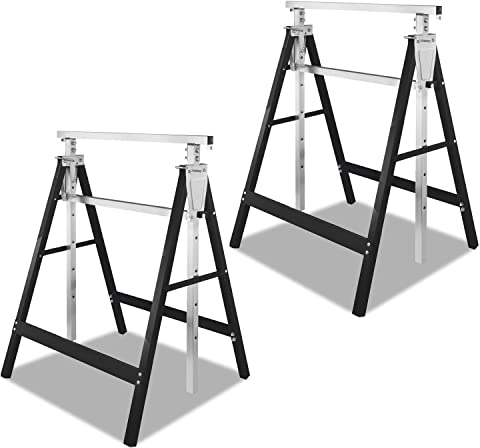 Vigevee 2 cavalletti pieghevoli per ponteggi, regolabile in 7 posizioni, 80-130 cm, portata 200 kg, cavalletti pieghevoli, cavalletti da lavoro telescopici, colore nero e argento