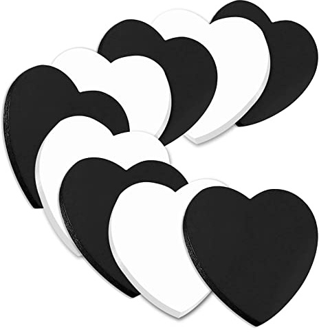 Haftnotizen, 560 Blatt, Herzform, selbstklebend, Farbe, Haftnotizen, Lesezeichen, Büro, Schwarz / Weiß, 76 x 76 mm
