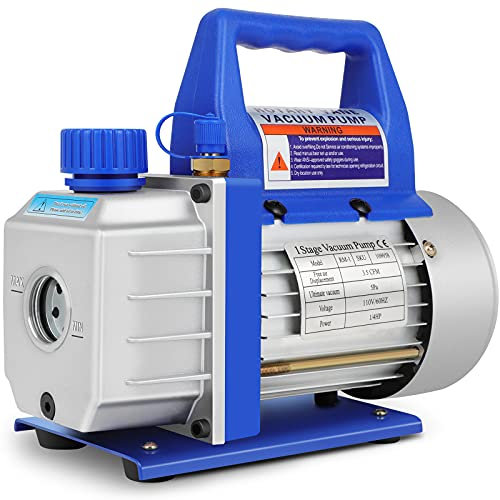 FAHKNS 110V 3.5 CFM Vacuum Pump Rotary Vane 1/4HP for A/C HVAC Auto Repair R410a R134 with Oil Bottle