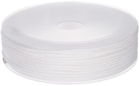 sourcing map Trenzado Nylon Cordel Hilo Rebordear Cordón 1,5mm 20M/65 Pies Extrafuerte Trenzado Nylon Cuerda para Elaboración Pulseras Joyería Fabricación, Blanco