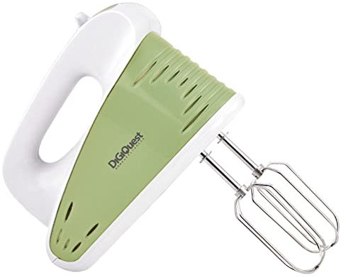 DIGIQUEST Sbattitore elettrico a 2 Fruste WHIP250, 5 Velocità, Funzione Turbo, Fruste e ganci in acciaio Inox, Verde