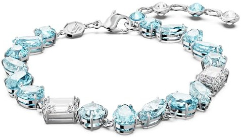 Swarovski Gema Armband, Blaues und Rhodiniertes Damenarmband mit Strahlenden Swarovski Kristallen