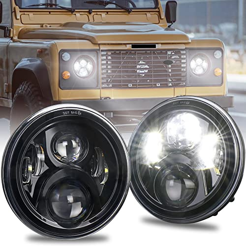MOVOTOR 7 Zoll LED Scheinwerfer mit Weiß 7200ML Fernlicht Abblendlicht Fahrscheinwerfer Tagfahrlichter Bernsteinfarbenes Blinklicht kompatibel Defender Jeep Wrangler Hummer