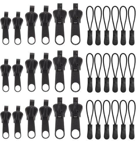36 Stück Reißverschluss Zipper, Reißverschluss Reparaturset, Reißverschluss Zieher Zipper für Reißverschluss, Reißverschluss Schieber Ersatz Geeignet zur Reparatur Beschädigter Kleidung(Schwarz)