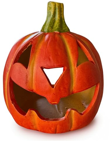 Kürbis-Deko Laterne als Halloween-Deko LED Set in 16x17 cm - Jack Lantern Halloween-Kürbis als beleuchtete Outdoor Grusel-Deko - Windlicht als innen Herbst-Deko oder Garten-Deko