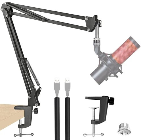 YOUSHARES Brazo Microfono, Boom Arm Soporte Microfono Ajustable compatible con HyperX QuadCast 2 - Pie de Microfono de Condensador para Streaming y Juegos QuadCast 2