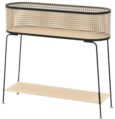 Pflanzenregal Blumentreppe Blumenständer Doppelschichtiger Pflanzenständer, Rattan-Blumenständer Aus Eisen, Bodenstehend, Wohnzimmer-Blumentopfständer Pflanzenständer Blumenregal Blumenbank(80*26*75cm