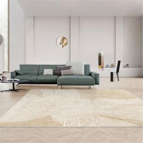 RUGMRZ Teppich Günstig Kinderzimmer Teppiche 200x300CM Flur lang dünner Khaki Bequemer und strapazierfähiger mit abstraktem Streifendesign