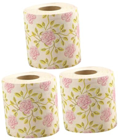 SHOWERORO 3rolls Printed Bamboo Pulp Toilet Paper Decorative Floral Bathroom Supplies Novelty Funny Toilet Roll Paper