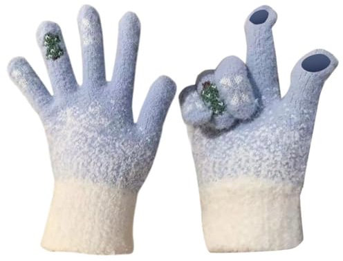 Hochzeitsschmuck Haare Rot Christmas Gloves Lederfett Schwarz (Blue, A)
