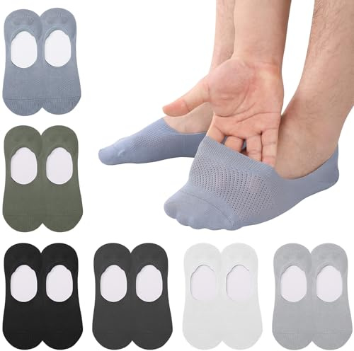 Utensilsto Damen Herren Unsichtbare Socken 6 Paar,Füßlinge Socken Damen,Größe 39-42, Baumwolle, Silikonpad, Anti-Rutsch, Atmungsaktiv, Geruchsneutral