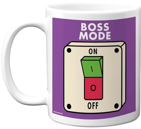Stuff4 Funny Birthday Mug for Women and Men, Boss Mode | Novelty Birthday Mugs Present Gifts for Work Colleague Manager Employee, 11oz Ceramic Coffee Humour Joke Banter Cup