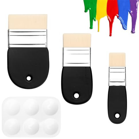 ZMDMAH 3 Stück Flacher Paddelpinsel, Paddle Flächenpinsel, Aquarell Acryl Flachpinsel Aquarell Pinsel Acrylfarbe Lasurpinsel Pinsel Breiter Malerpinsel Set Lackpinsel für Gouache Acryl Öl Auf Malgrund
