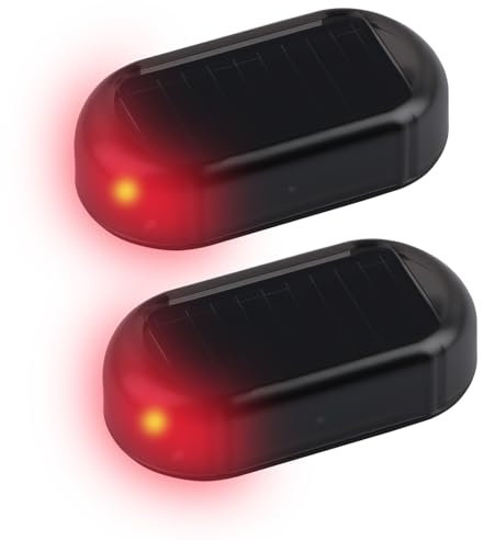 Set di 2 allarme solare per auto, allarme a LED solare per auto, allarme auto antivandalismo lampeggiamento notturno automatico, sistema antifurto flash protezione antifurto per auto moto barca