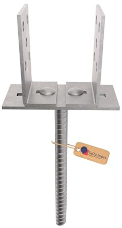GeZu Impex Support de Poteau U Réglable 400 mm Zinc Électroplaqué Pied De Poteau En U à Sceller Support de Poteau Largeur Réglable Tige d'Ancrage Équerre Type U Ancre de Pied de Clôture