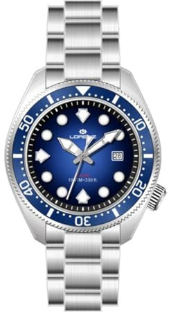 Lorenz Diver 26169GG - Reloj Deportivo Hombre Cuarzo - Reloj Sumergible 100 Metros - Correa de Acero Inoxidable