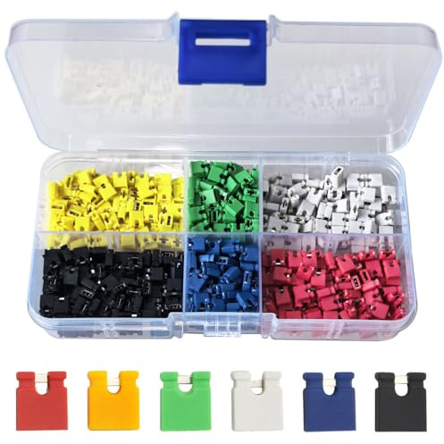 GTIWUNG 660 stycken 2,54 mm jumper kepsar, korta bygellock, minikontakt för jumper, standard kretskort, kort, nära, typ 6 färger