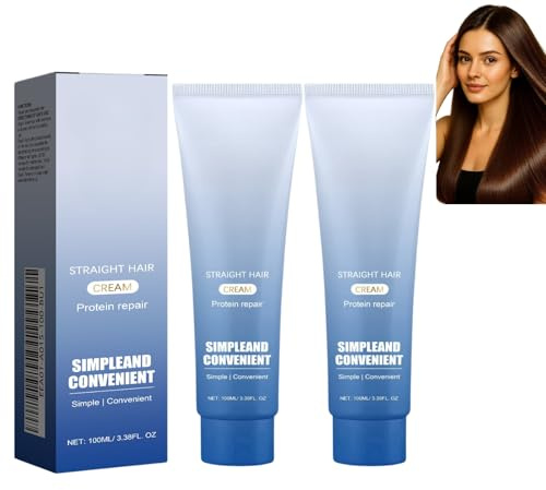 Protein-Haarglättungscreme, Seiden- und Glanz-Haarprotein-Korrekturcreme, nährende, feuchtigkeitsspendende, schnell glättende Haarbehandlung für lockiges, krauses, trockenes, alle Haartypen (2pcs)